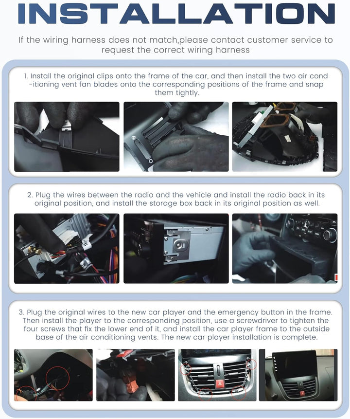 Rimoody 8 Core 6G+128G Autoradio für Peugeot 207 2006-2015 Carplay Wireless 9" Radio Auto Android 15