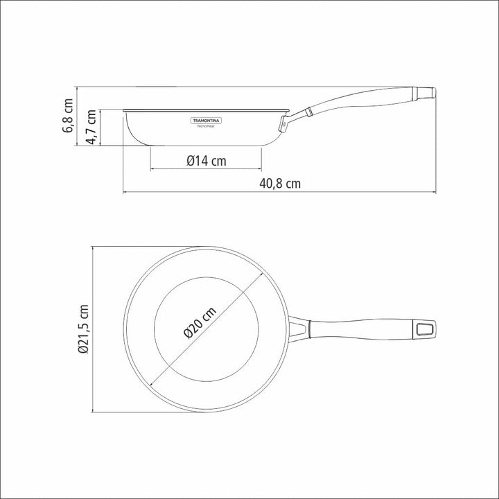 Tramontina Antihaft Bratpfanne GRANO, 18/10-Stahl, Antihaftbeschichtung, 1,2 Liter, 20 cm Mit Antiha