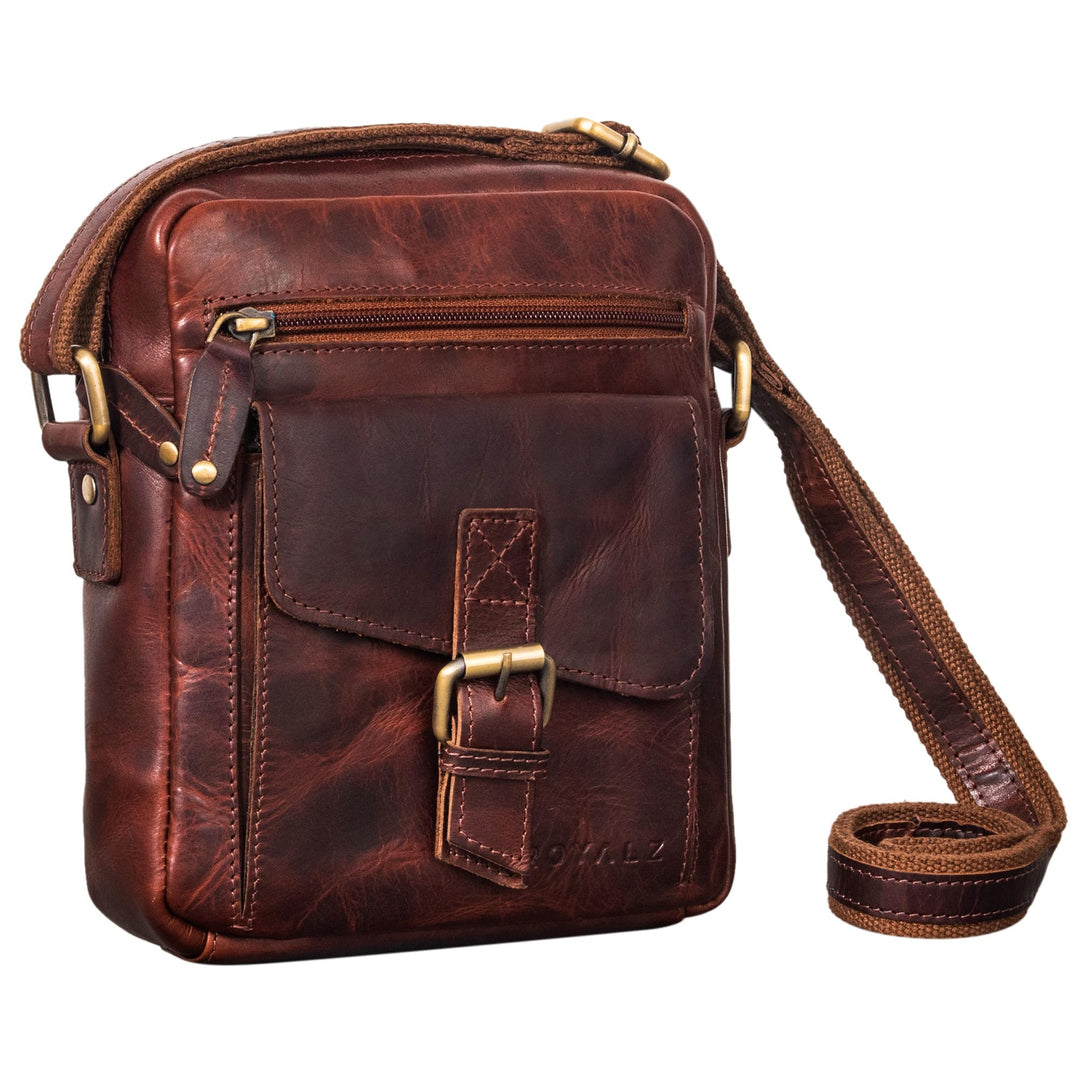 ROYALZ 'Knoxville' kleine Ledertasche Herren Vintage Männer Umhängetasche Mini Messenger Bag Schulte