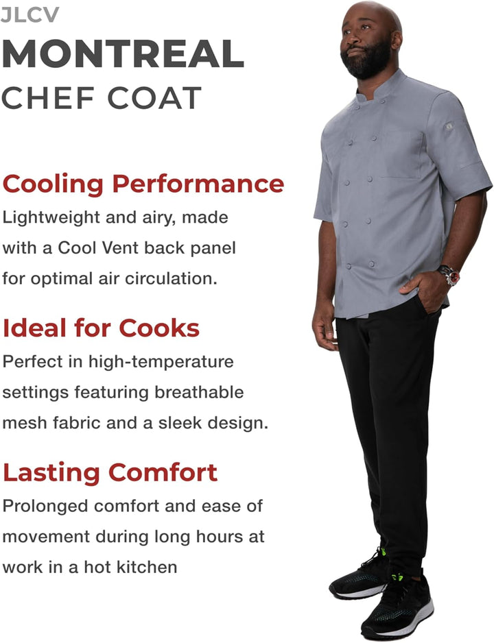 Chef Works Men's Montreal Cool Vent Chef Coat L Grau, L Grau