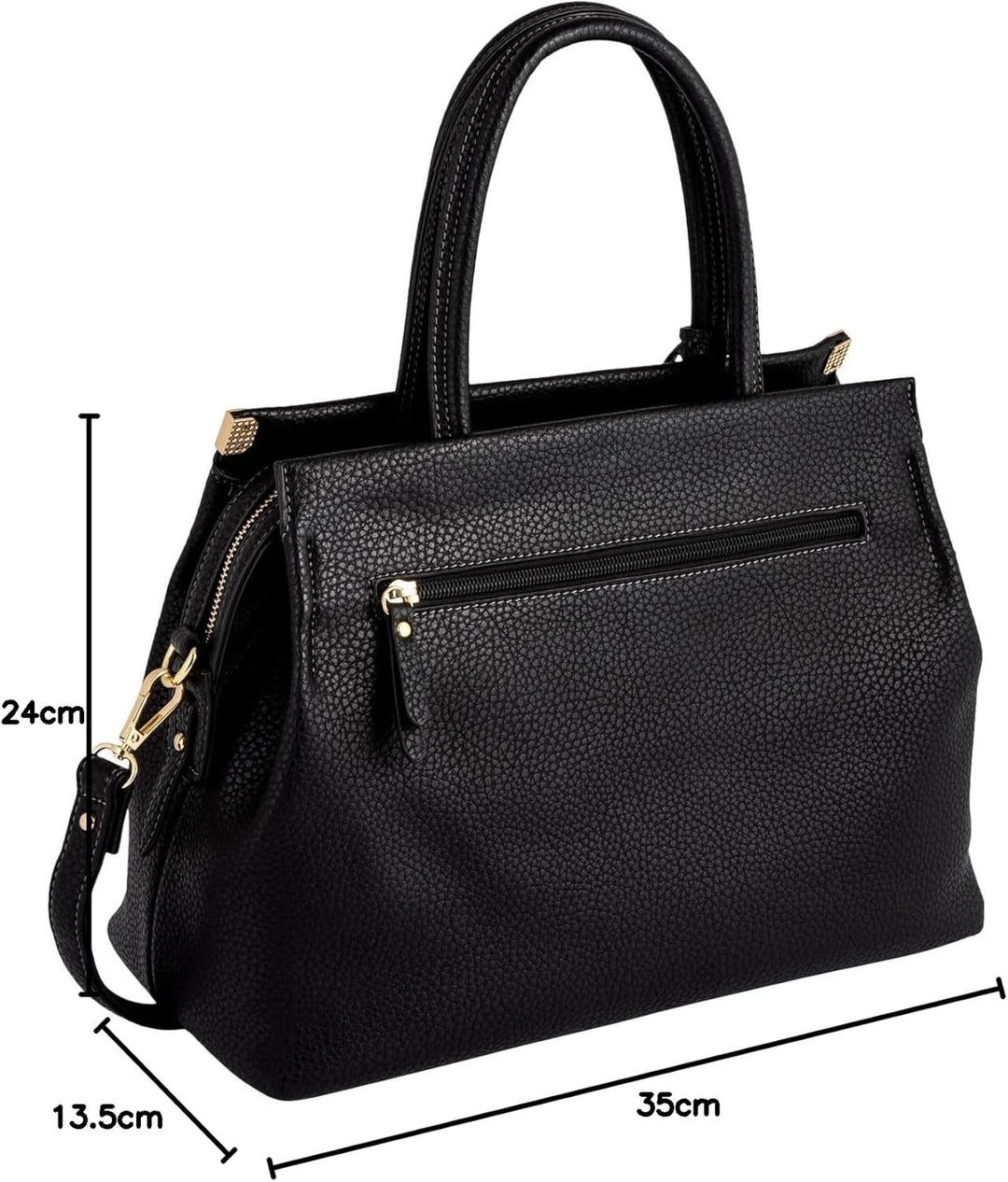 Gabor bags Gela Damen Shopper Umhängetasche Reissverschluss Beige 35 x 13,5 x 24 Schwarz, 35 x 13,5