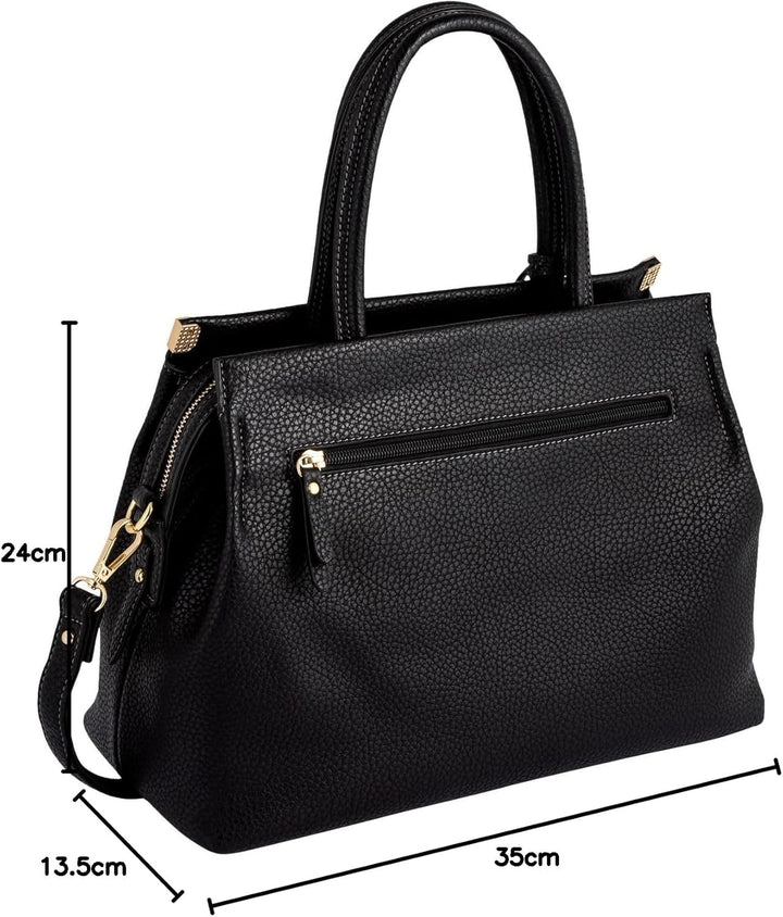 Gabor bags Gela Damen Shopper Umhängetasche Reissverschluss Beige 35 x 13,5 x 24 Schwarz, 35 x 13,5