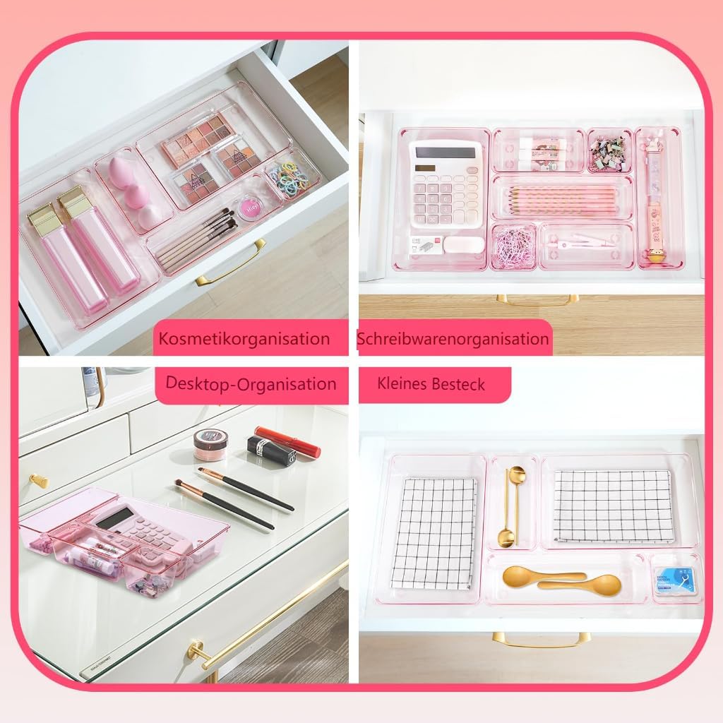 Schubladen Organizer, 25 Stück in 4 Grössen, Kunststoff, Schminktisch und Make-up Organizer, Ordnung