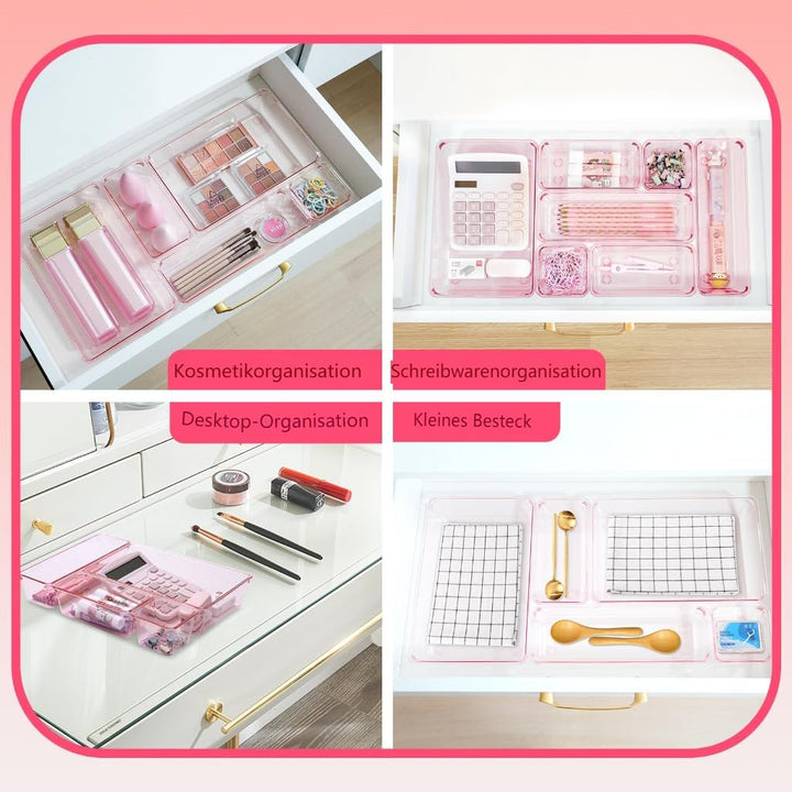 Schubladen Organizer, 25 Stück in 4 Grössen, Kunststoff, Schminktisch und Make-up Organizer, Ordnung
