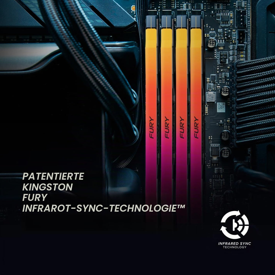 Kingston Fury Renegade Schwarz RGB 32GB 6400MT/s DDR5 CL32 DIMM Desktop Gaming Speicher (Kit mit 2 )