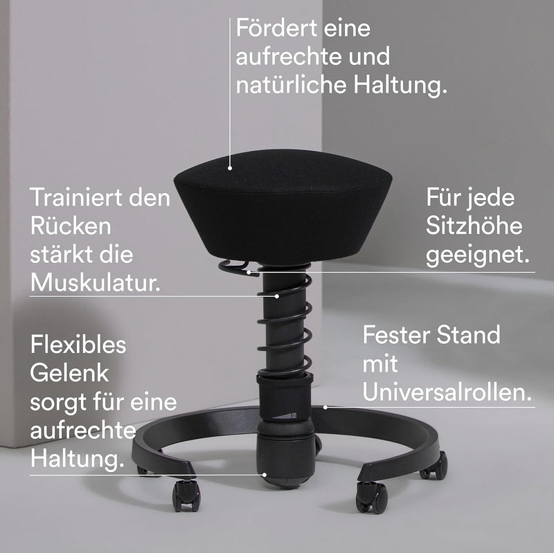 aeris Swopper Air mit Baumwolltasche, Ergonomischer Hocker, Bürohocker höhenverstellbar, Vielseitige
