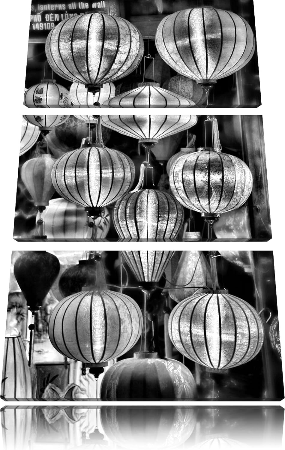 Pixxprint chinesische Laternen als Leinwandbild/Grösse: 3 Teilig (120x80) cm/Wandbild/Kunstdruck/fer