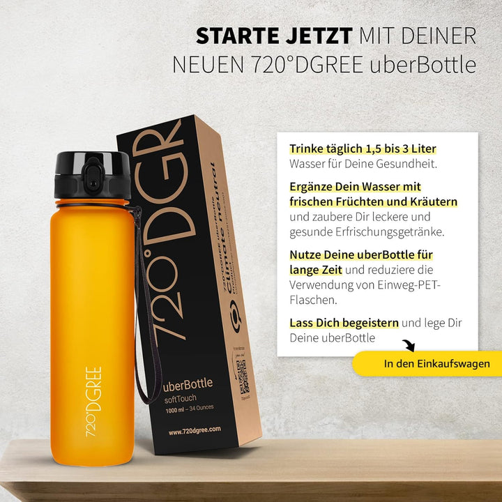 720°DGREE Trinkflasche “uberBottle“ +Sieb - 350ml, 500ml, 650ml, 1000ml, 1,5l, 2l - BPA-Frei - Wasse