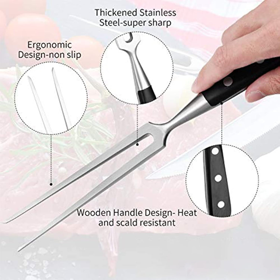 2 Stücke Fleischgabel mit Griff - Edelstahl Länge 16.5cm, Gesamtlänge 29cm Tranchiergabel Grillgabel