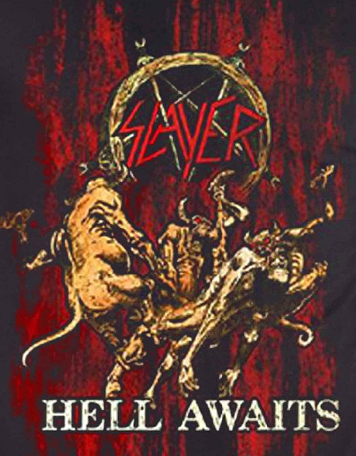 Slayer T Shirt Hell Awaits Pentagram Band Logo offiziell Herren Nue Schwarz L