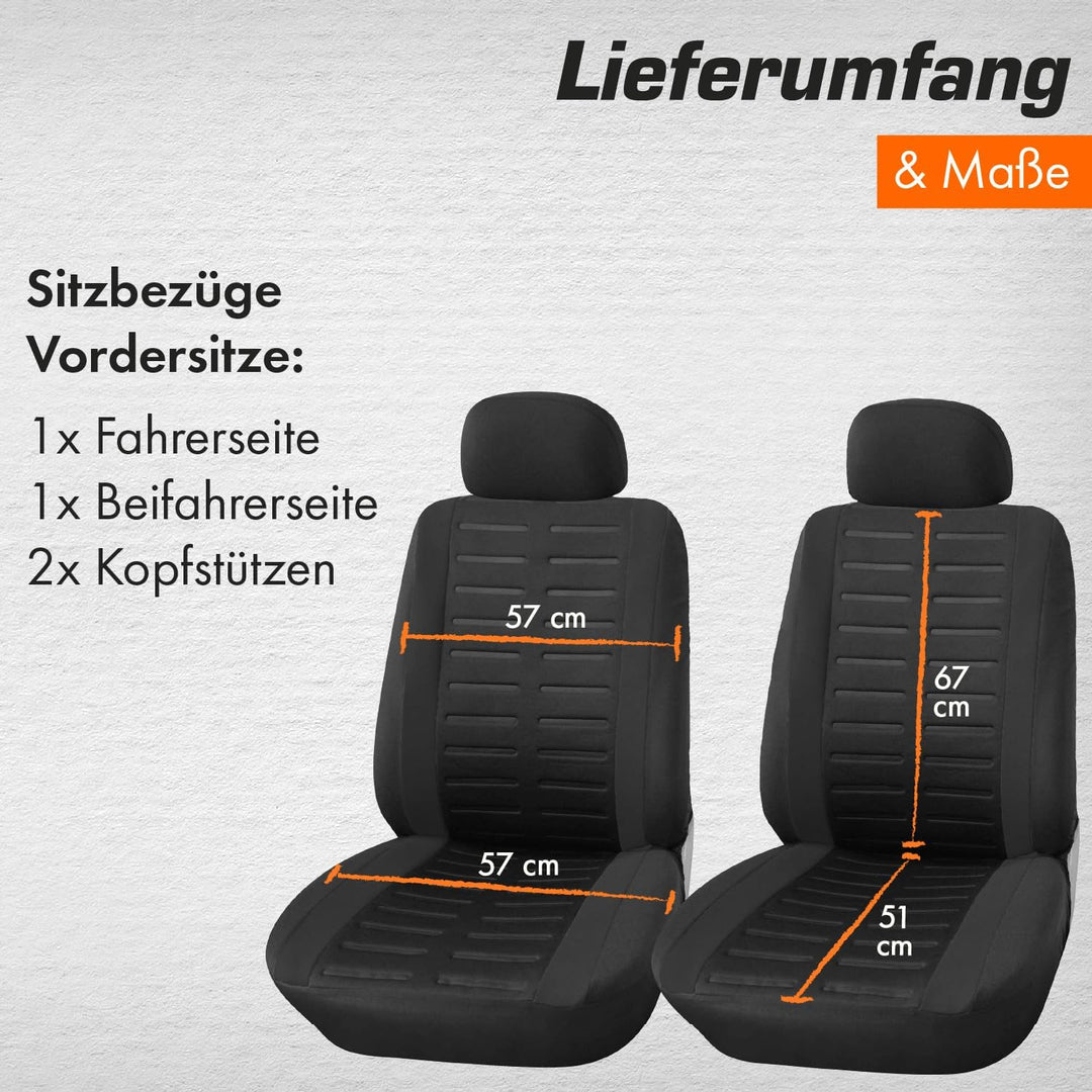 Upgrade4cars Autositzbezüge Set für die Vordersitze | Auto-Schonbezüge Universal in Schwarz Vordersi
