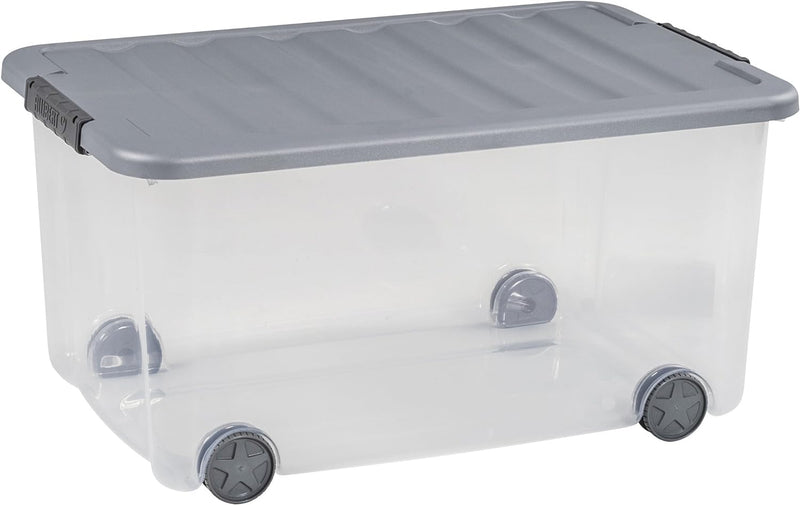 CURVER Allzweckbox Scotti 50l mit Rollen in transparent/grau, Plastik, 35 x 25 x 10 cm