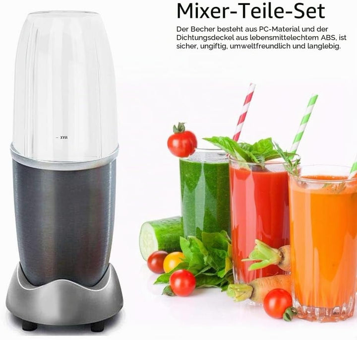 Nutri Bullet 18oz, 24oz, 32oz Ersatzteile, Ersatzbecher + Deckel Teilesatz für den Nutri Bullet 900W