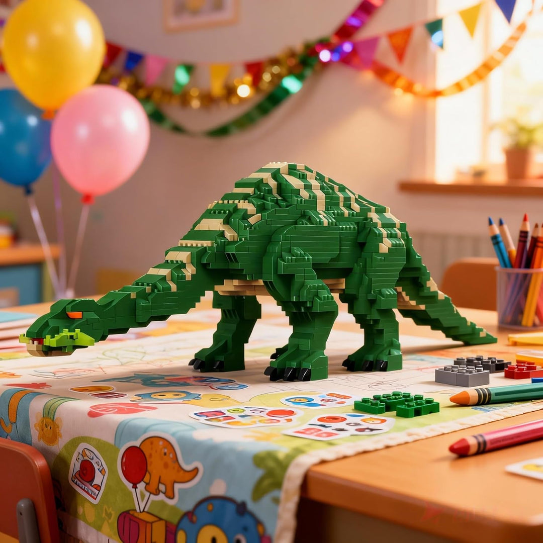 Dinosaurier-Bauset zum Stressabbau: Grüne Tanystropheus-Mikro-Miniblöcke – 45 cm realistischer Trias