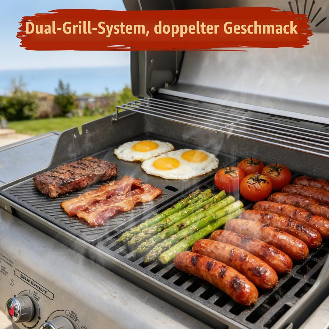 Denmay 7638 44,5 x 30cm Grillplatte Gusseisen für Weber I &amp; II Spirit E/S 310, 320, 330, Spirit E-31