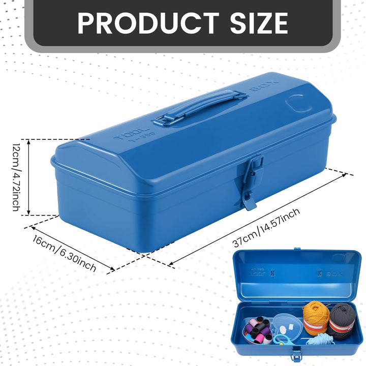 Werkzeugkoffer leer Gross Werkzeugbox 37×16×12cm Robust Langlebig Metall Werkzeugkasten mit Tragegri
