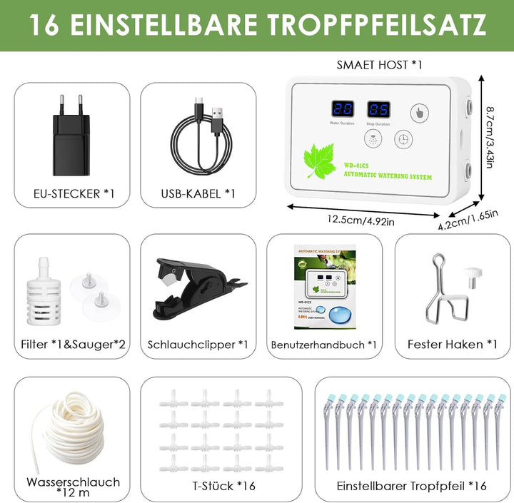 Automatisches Bewässerungssystem Indoor,GuKKK DIY Tropfbewässerungsset Gesteuert mit 12 m Schlauch,G