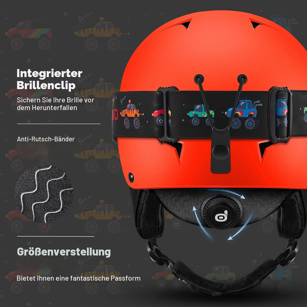 Odoland Kinder Skihelm und Skibrille Set, Snowboardhelm für Jungen und Mädchen, Verstellbar Schneehe