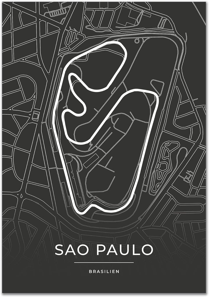 Vacentures Sao Paulo Rennstrecken Poster - Geschenk für Motorsport-Fans (50x70 CM), 50x70 CM