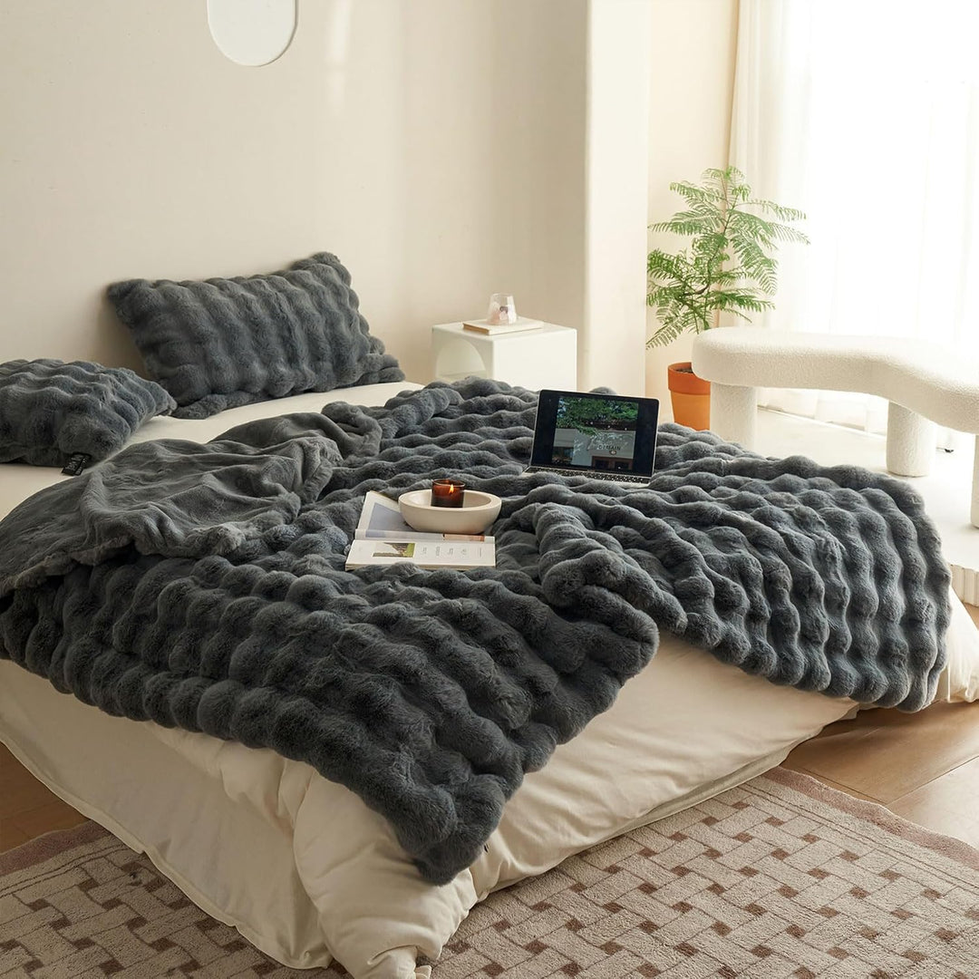 Kuscheldecke Kaninchen Plüsch Decke Kunstfell Warme Überwurfdecke Sofadecke Vielseitig Blanket für C