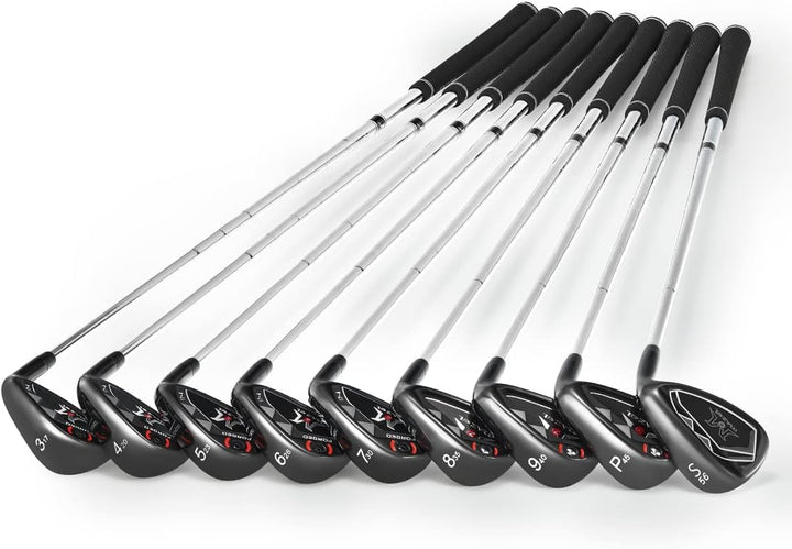 MAZEL Golf Forged Iron Set 9 Pieces, Premium Iron Club 3,4,5,6,7,8,9, P, S for Men Right-Handed, CNC