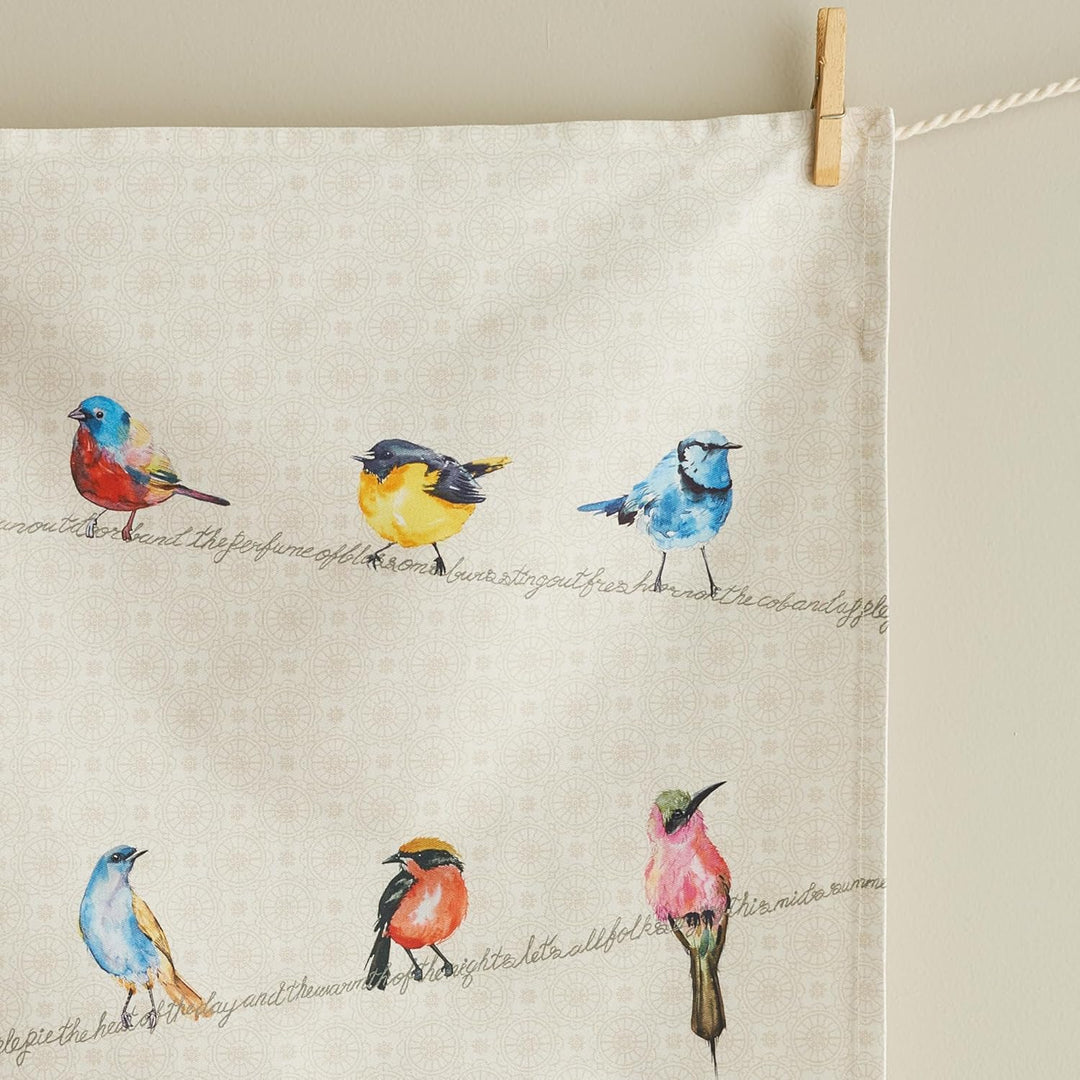 Maison d' Hermine Birdies On Wire 100% Baumwolle 2er-Set Küchentücher 50 cm x 70 cm Multicolor 3er-S
