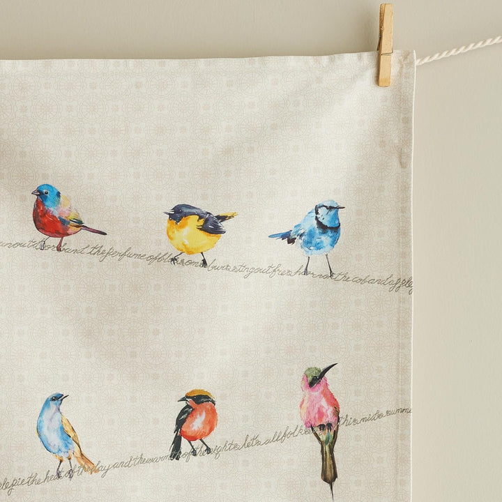Maison d' Hermine Birdies On Wire 100% Baumwolle 2er-Set Küchentücher 50 cm x 70 cm Multicolor 3er-S