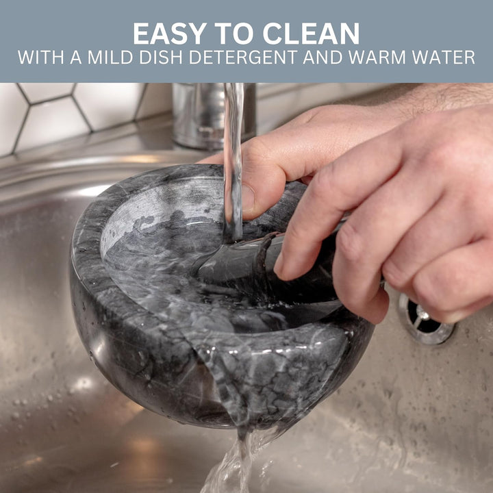 Homiu Stössel und Mörser Premium Naturgranit, solide und langlebig, Gewürz- und Kräuterzerkleinerere
