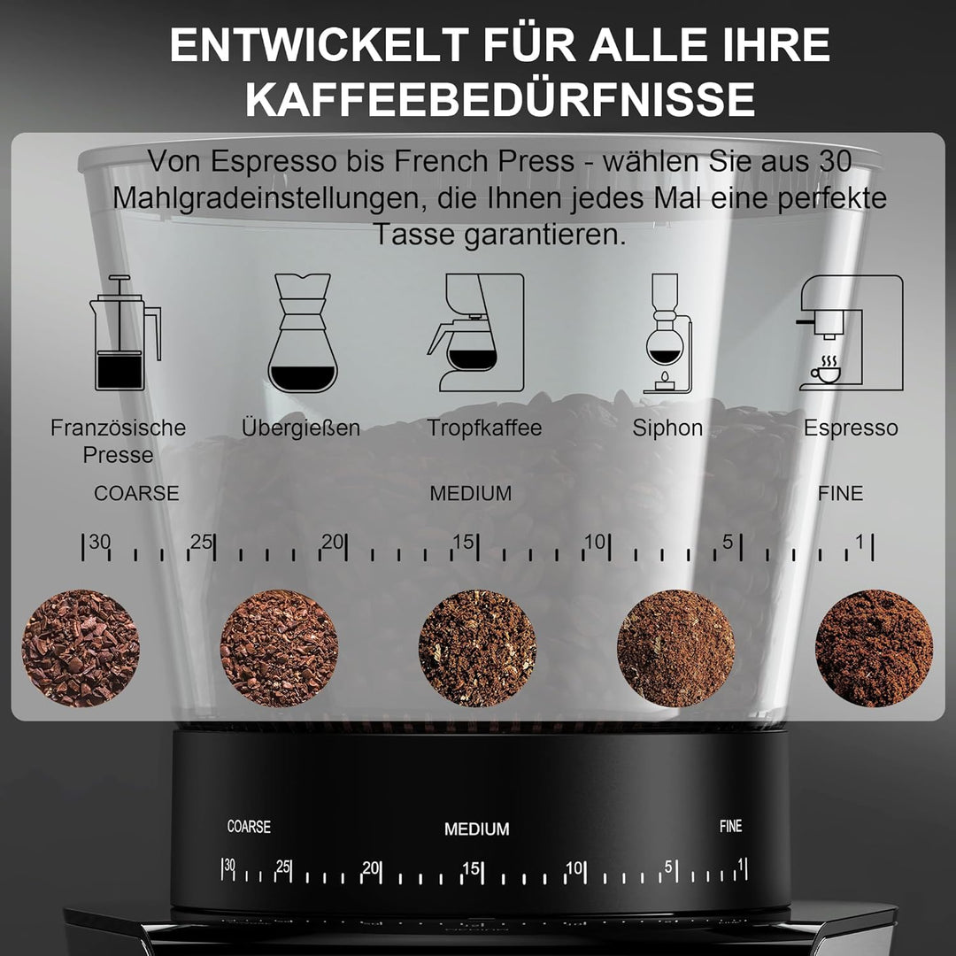 Biolomix Elektrische Kegelmühlen Mit Touchscreen Digitaltimer Display Und Portafilter Wiege, Elektri