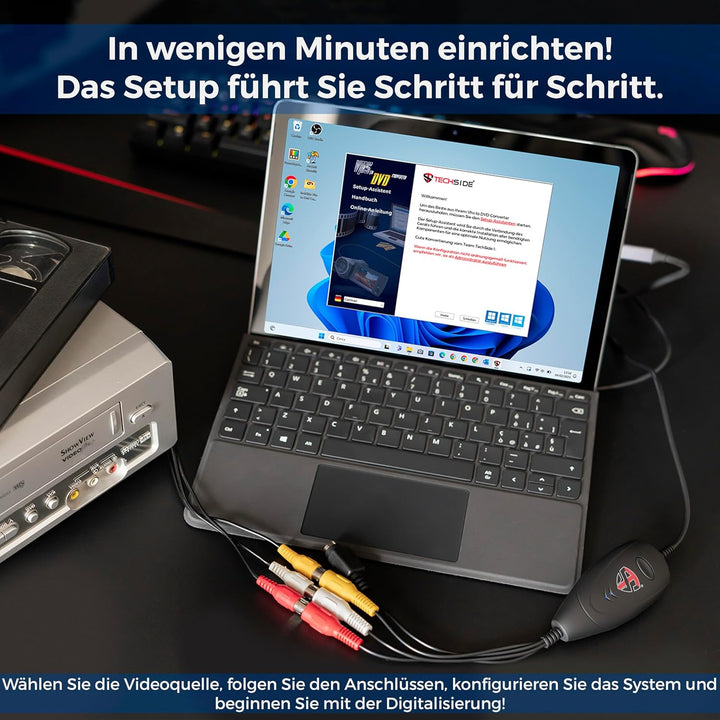TechSide Video Grabber VHS Digital Analog 2024 | Windows 11 + Neue Software | USB 2.0 Converter VHS