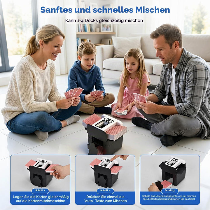 Kartenmischmaschine Elektrische, Aufladbarer Kartenmischer Elektrisch, Karten Mischgerät mit 2500-mA