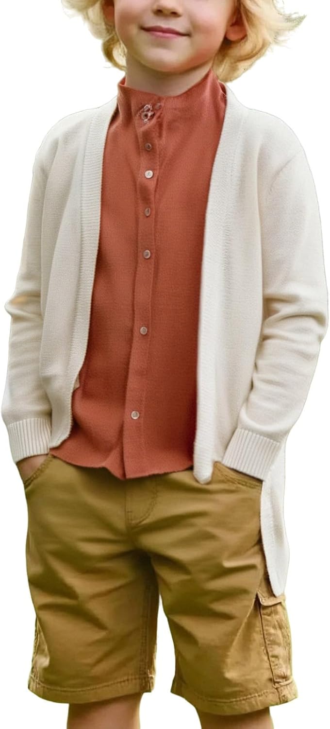 Cardigan Mädchen Lang Strickjacke Mit Taschen Strickcardigan Casual Langarm Strickmantel Kinder Open