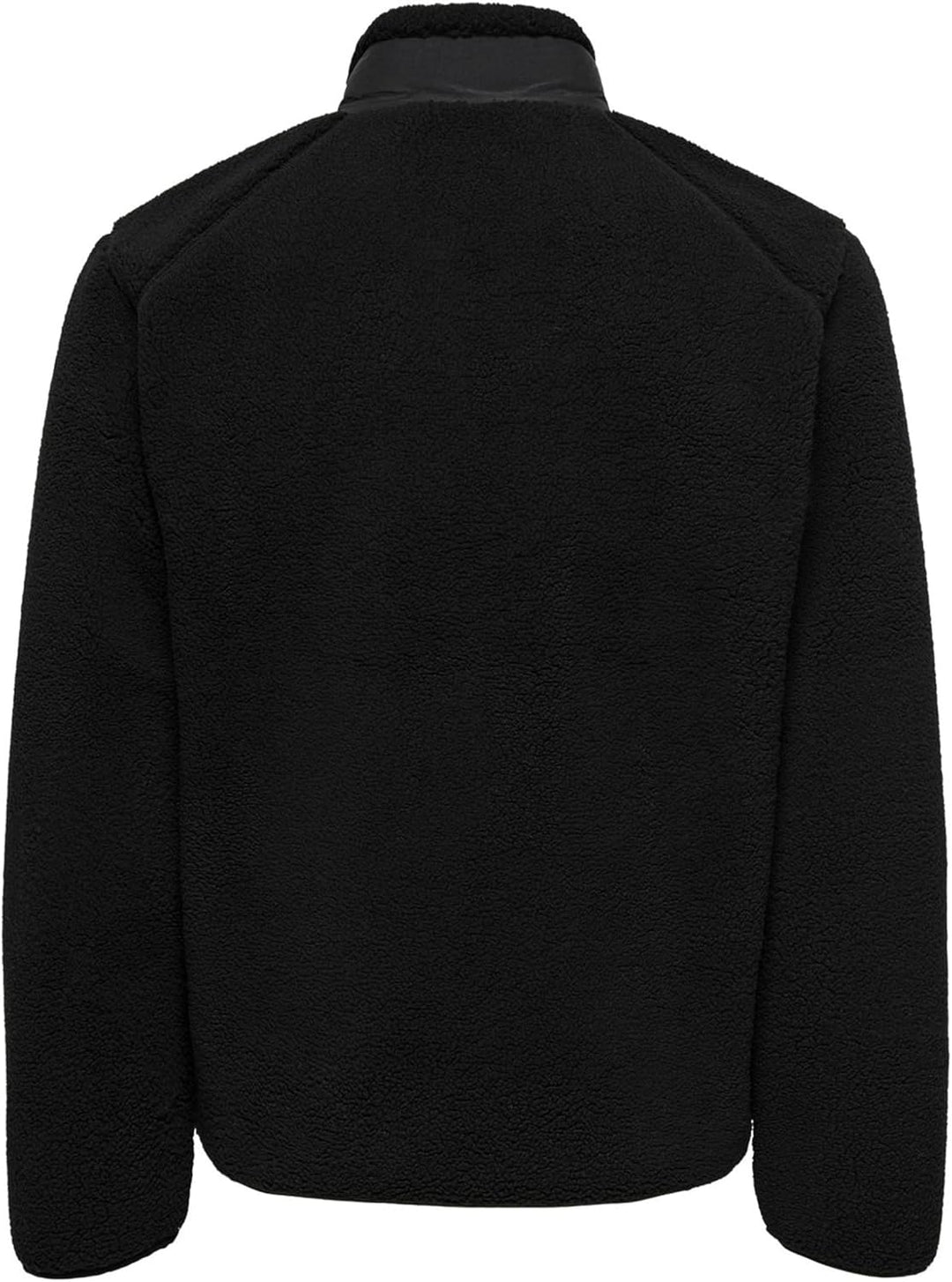 ONLY &amp; SONS male Teddyfell Jacke Hoch geschlossen Gummizug am Handgelenk Jacke L Schwarz, L Schwarz