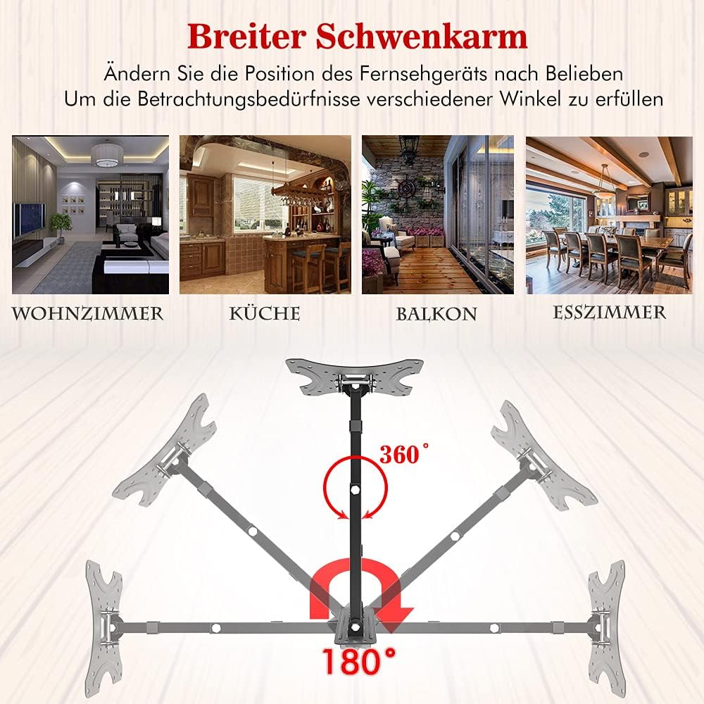 TV Wandhalterung 26-55 Zoll, Wandhalterung Fernseher Schwenkbar mit Wasserwaage, TV Halterung Schwen