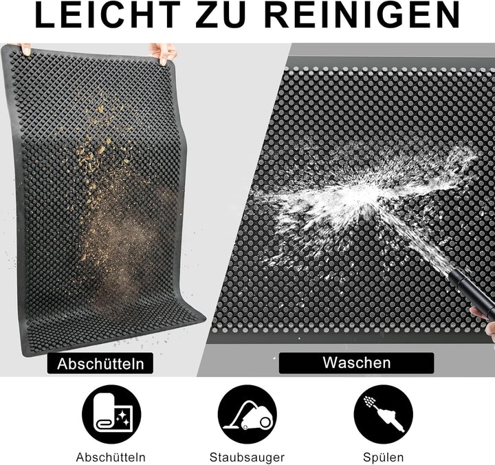Fowooyeen Fussmatte, Silikon Schmutzfangmatte Aussen und Innen, rutschfeste Türmatte mit Noppen, Was