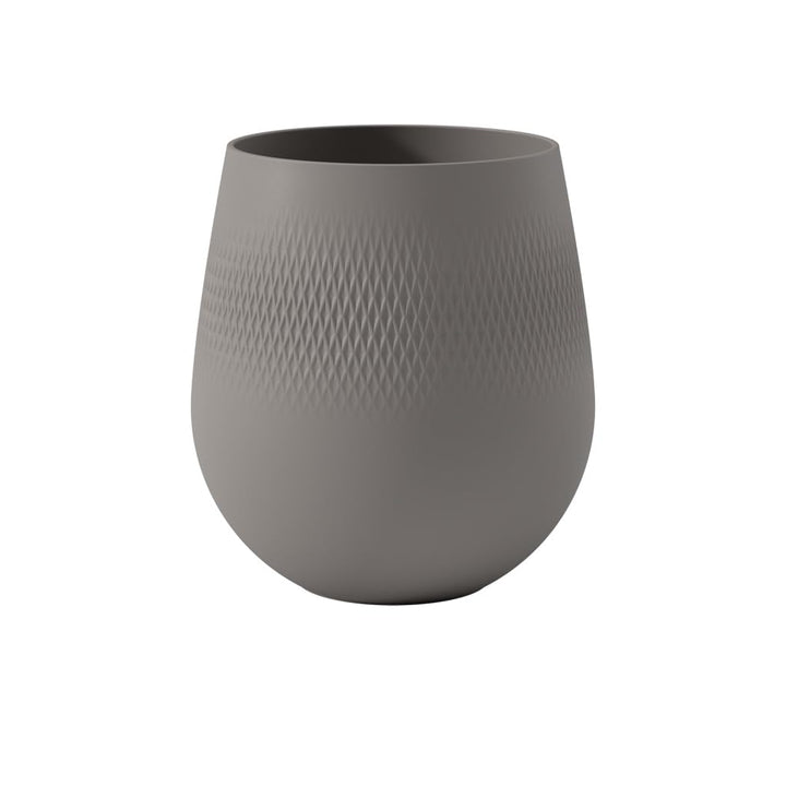 Villeroy &amp; Boch - Manufacture Collier taupe, grosse Vase Carré, 23 cm, Premium Porzellan, Taupe Carr