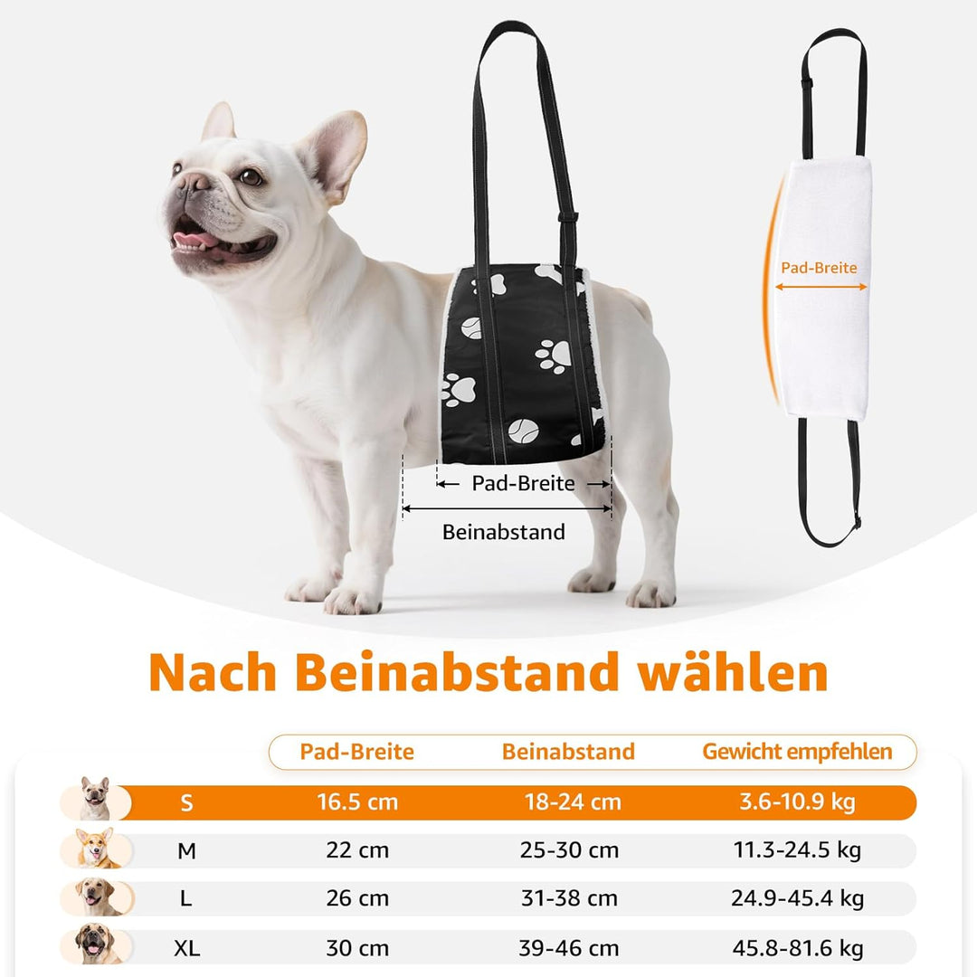 Weiche Hunde Tragehilfe - Verstellbare Gehhilfe für Hunde in verschiedenen Grössen, Sicherheitsunter