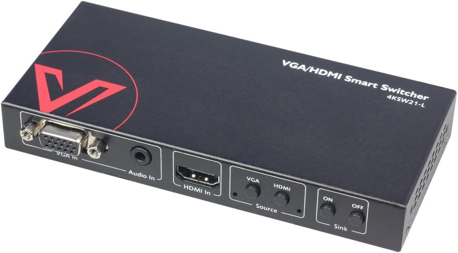 HDMI+VGA to HDMI Switcher 2x1, 4K 60Hz VGA/HDMI Auto Switch, VGA Prior Switching, Dolby/DTS, PCM7.1,