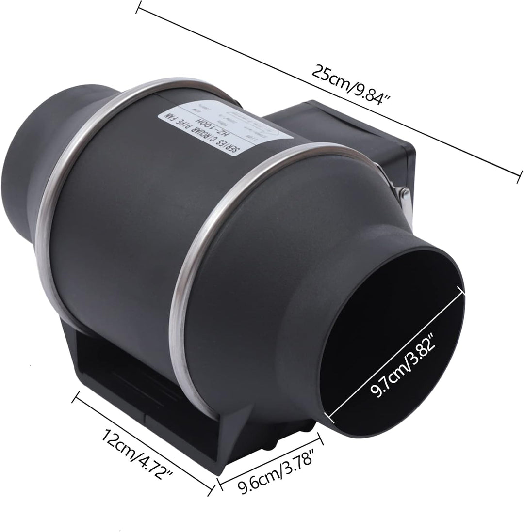 czyuRachel 100mm Abluftventilator, Rohrlüfter Inline-Rohrventilator 220m³/h Fächerförmige Luftschauf