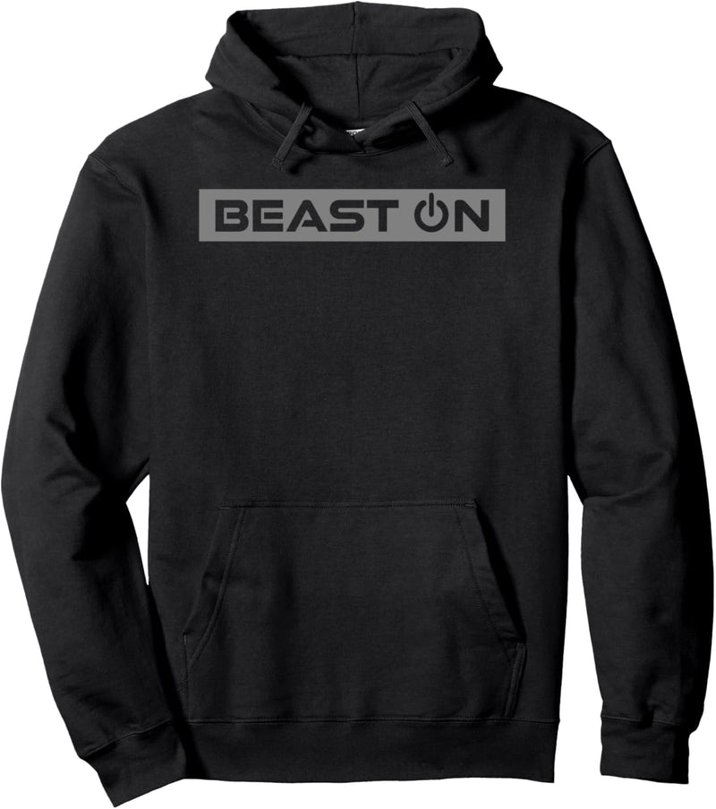 Beast ON Grau Gym Fitness Workout Gym Spruch Motivation Grau Pullover Hoodie