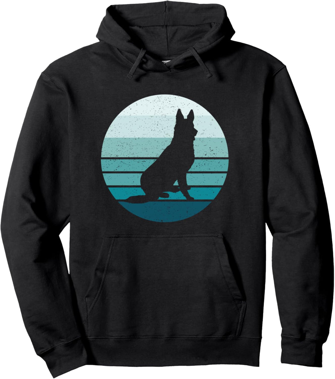 Schäferhund-Silhouette, Blau im Used-Look Pullover Hoodie