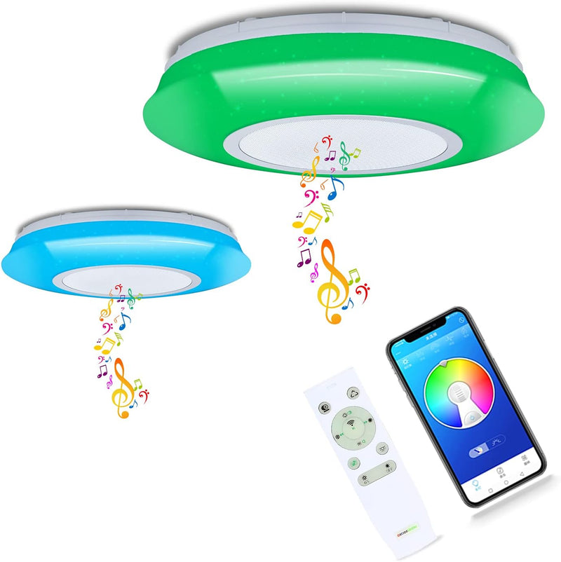 chysongoods 24W Φ30cm Sternenhimmel Deckenlampe Musik LED Deckenleuchte Mit Bluetooth Lautsprecher A