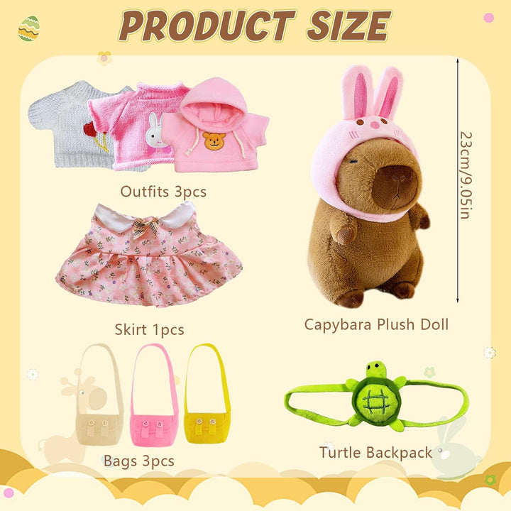 Capybara Plüschtier, 23CM Capybara Kuscheltier Set Cartoon Plüschtiere, Plüsch Puppe Spielzeug mit K