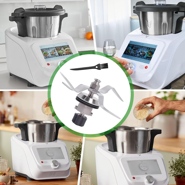 Edelstahl Ersatzmesser + Reinigungsbürste Für Silvercrest Monsieur Cuisine Connect und Monsieur Cuis