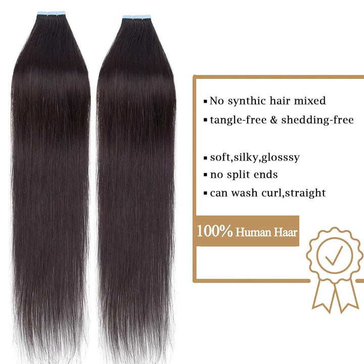 SEGO 40 Stück Tape in Extensions Echthaar 2.5g/pcs Klebeband Haarverlängerung 100% Remy Human Haar H