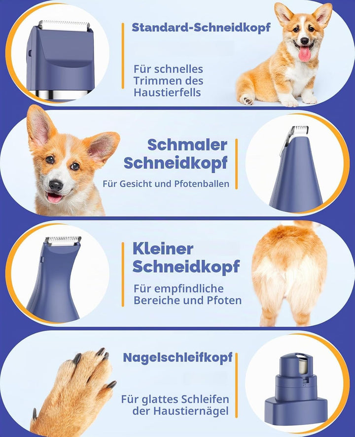 oneisall 4in1 Leise Schermaschine Hund Katze, Wiederaufladbar Hundeschermaschine&amp;Pfotentrimmer&amp;Krall