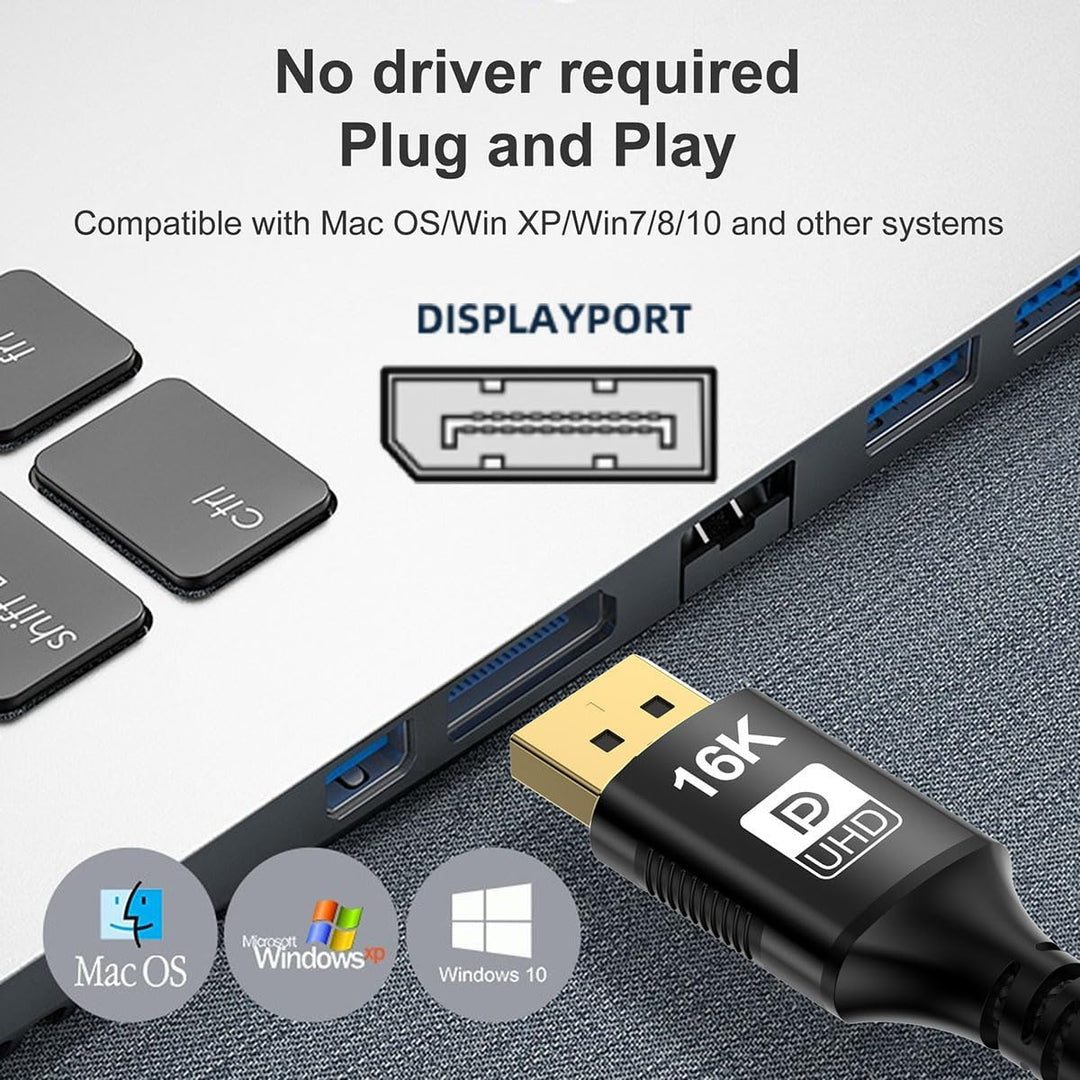 CY Kabel Mini DisplayPort 2.1 Mini-DP 2.0 auf DP 16K 60Hz Kabel Ultra-HD UHD DP 1.4 8K 120Hz Kompati