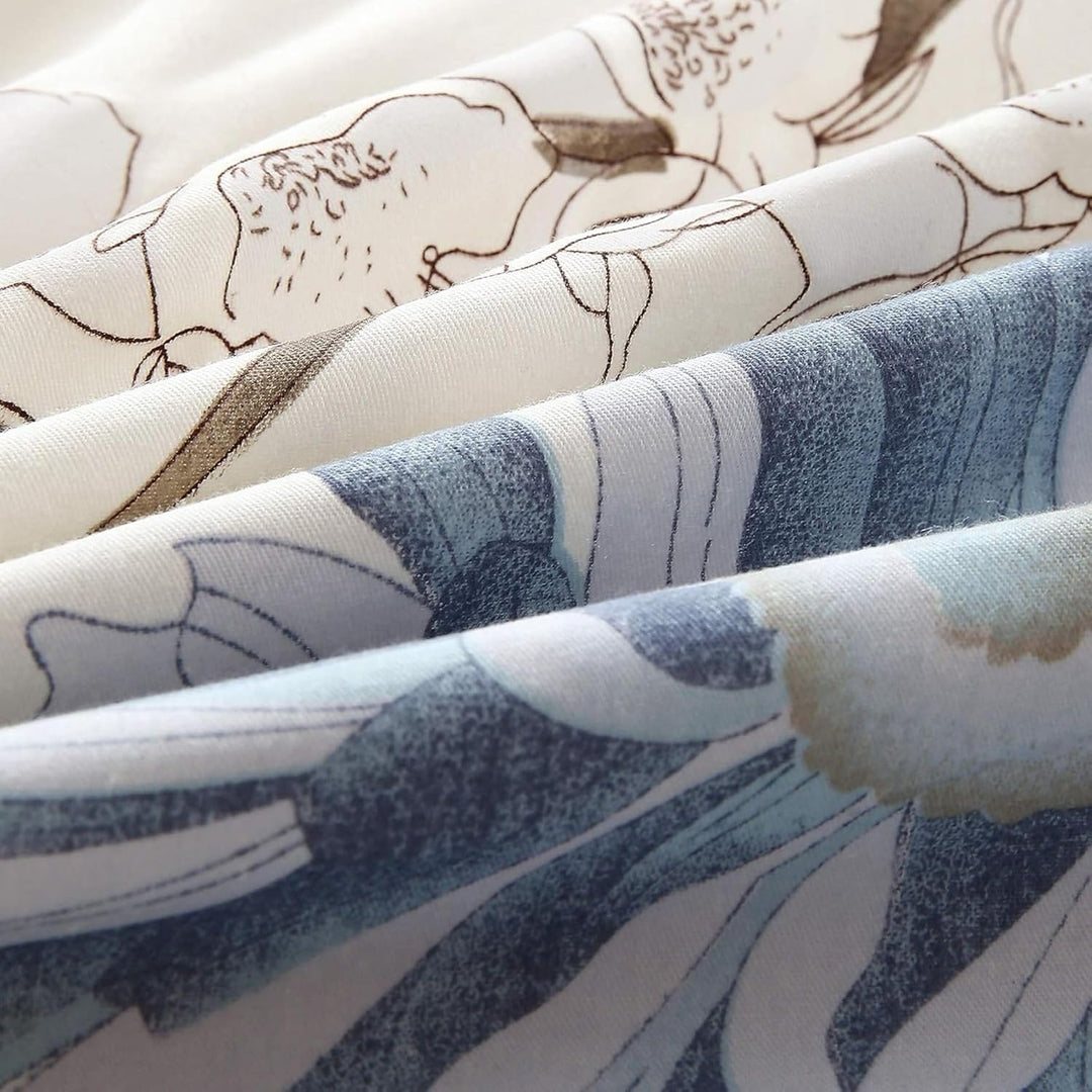 Tospass Bettwäsche 200x220 cm 3 Teilig Blumen Weiss Beige Modern Floral Bettwäsche Set Mädchen Bettb