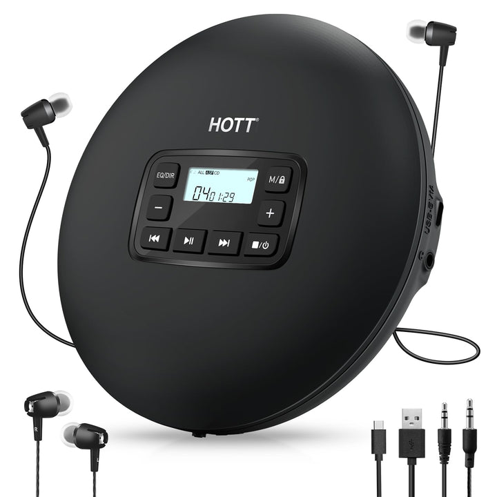 HOTT Tragbarer CD Player Kompakter Player Trockenbatterie-betriebener CD-Player mit Tastensperre/Ant