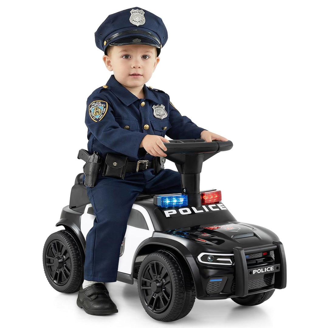 COSTWAY Rutschauto Polizei, Rutschfahrzeug mit blinkenden Lichtern, Musik &amp; Sirene, Kinderauto mit S